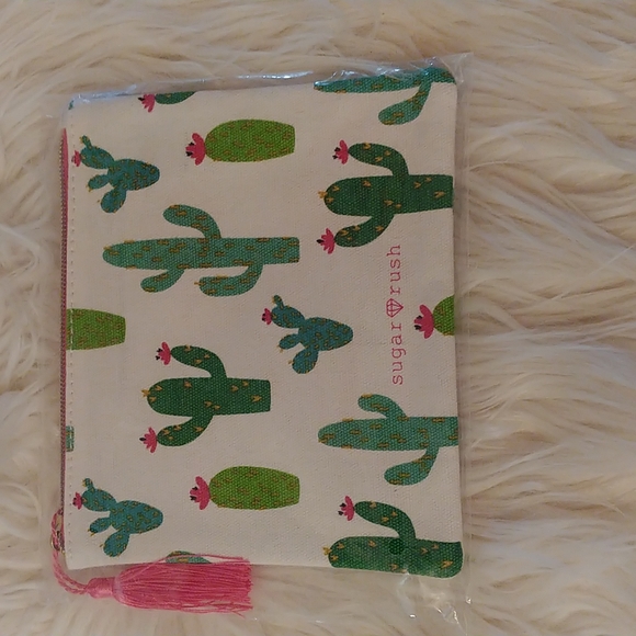 🏜FIRM! NWT TARTE SUGAR RUSH CACTUS COSMETIC BAG (DISCONTINUED) - Picture 1 of 6
